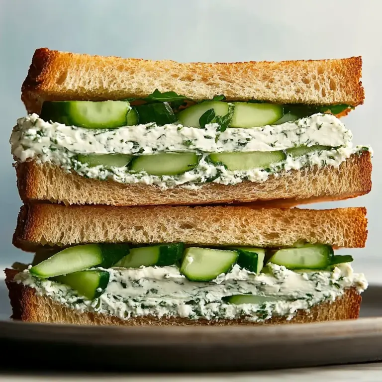 Cucumber and Herb Cream Cheese Sandwich