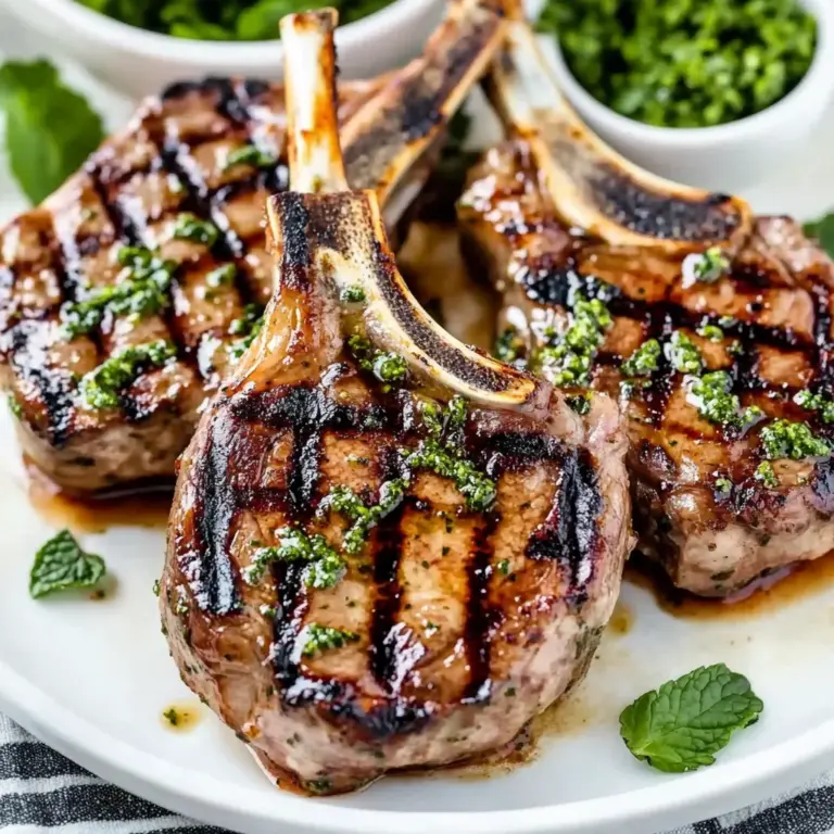 Grilled Lamb Chops with Fresh Mint Pesto