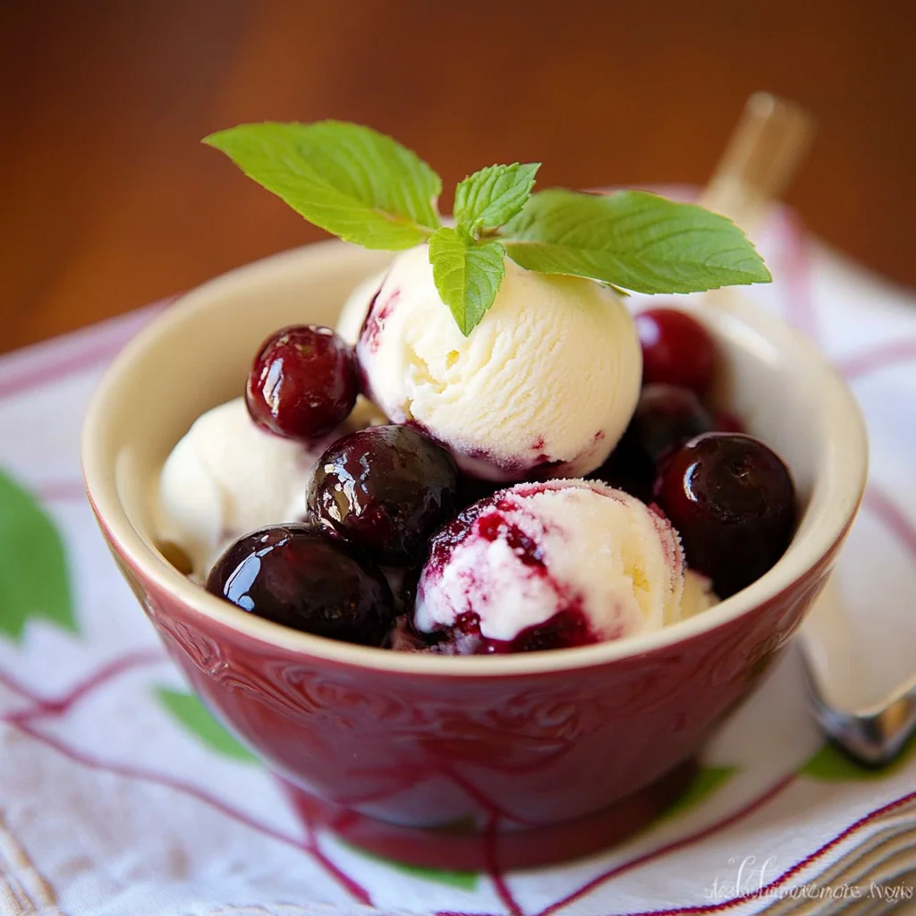 Roasted Balsamic Cherries with Vanilla Ice Cream