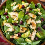 Cranberry Avocado Spinach Salad with Chicken and Orange Poppy Seed Dressing