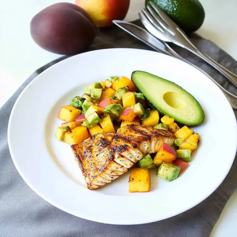 Grilled Mahi Mahi with Grilled Avocado Peach Salsa