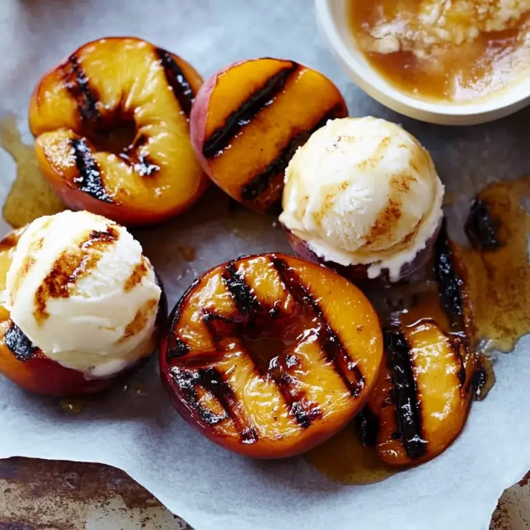 Grilled Peaches with Vanilla Ice Cream