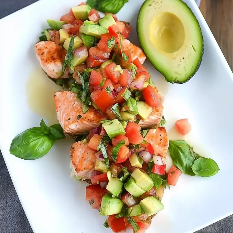 Grilled Salmon Bruschetta with Avocado