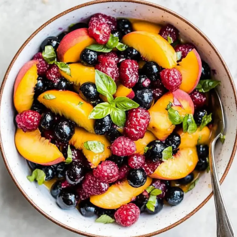 Honey Lime Basil Peach Fruit Salad