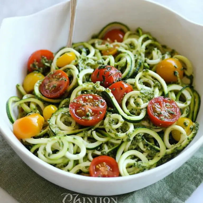 Raw Spiralized Zucchini Noodles with Tomatoes and Pesto