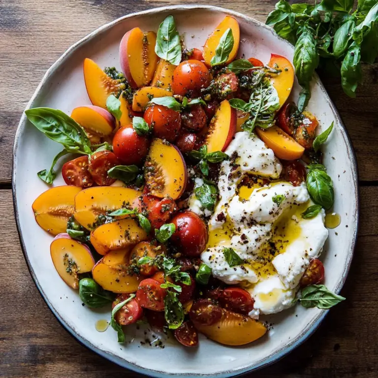 Tomato, Peach, and Burrata Salad