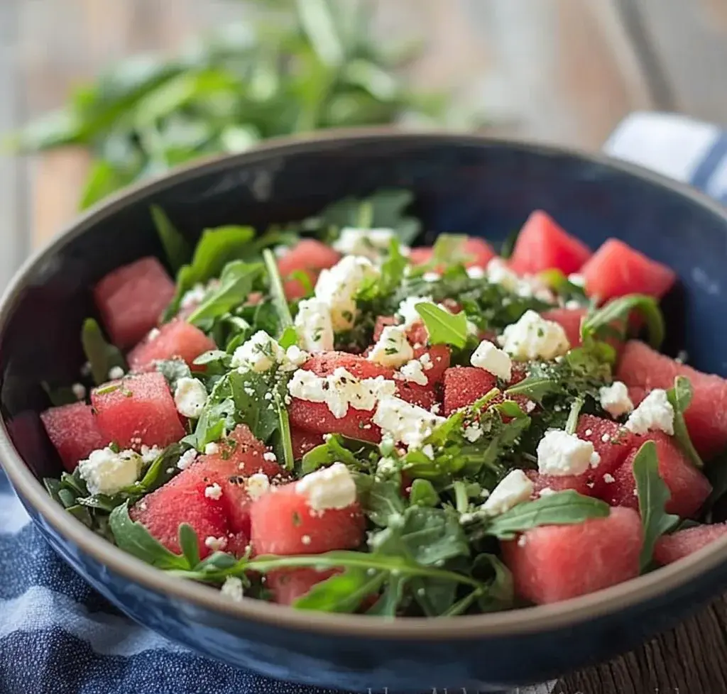 Watermelon Salad with Arugula, Feta, & Fresh Herbs