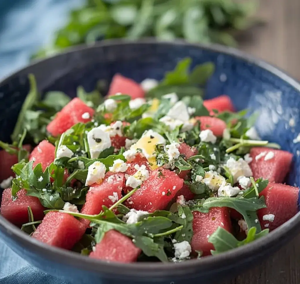 Watermelon Salad with Arugula, Feta, & Fresh Herbs