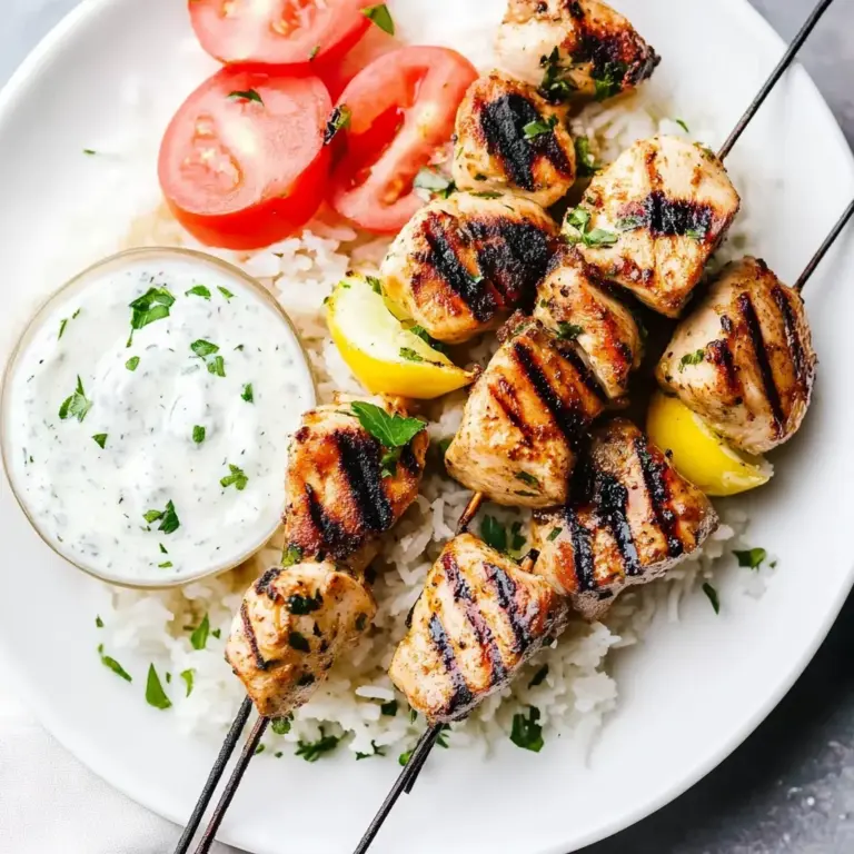 Grilled Chicken Kabobs with Cucumber Yogurt Sauce
