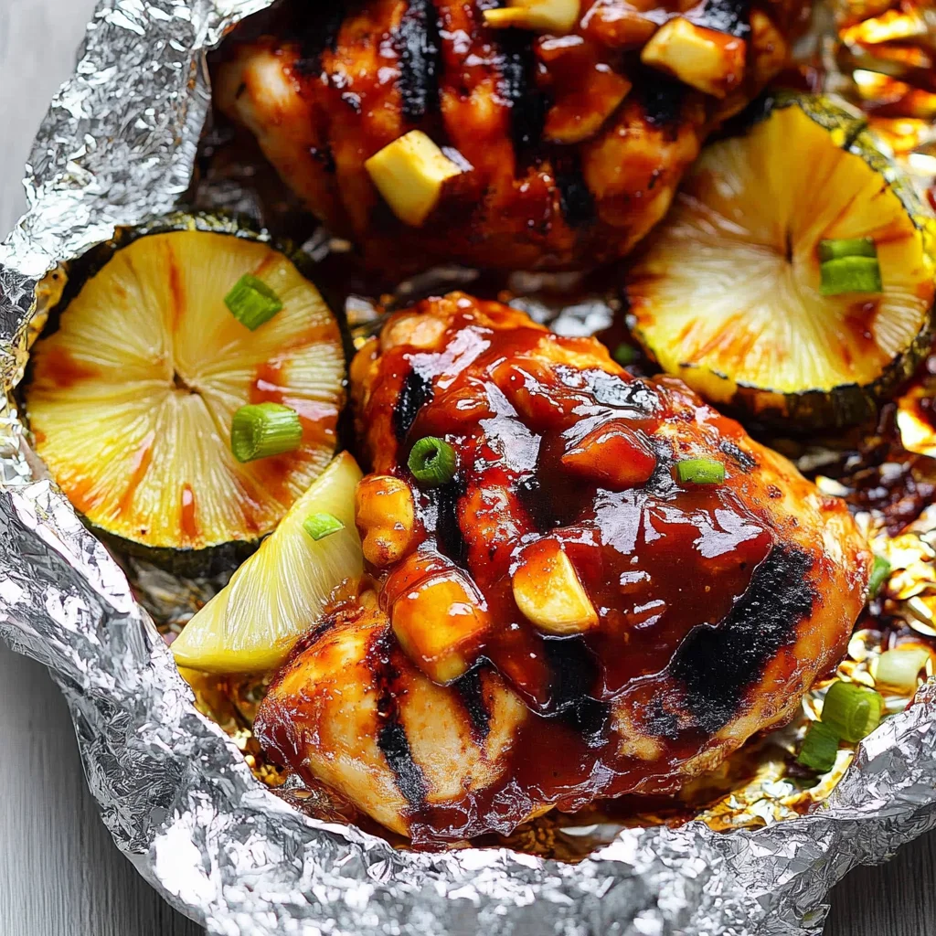 Grilled Hawaiian Barbecue Chicken in Foil