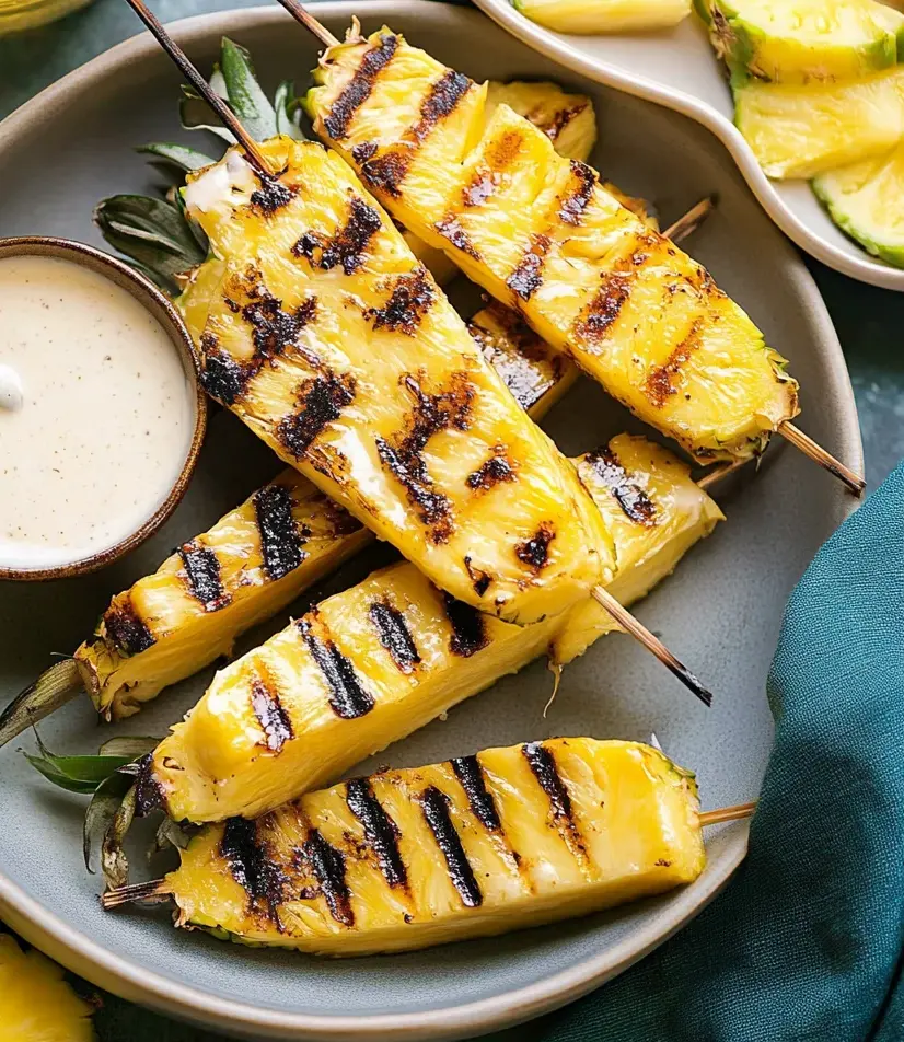 Grilled Pineapple with Coconut Vanilla Extract (Alcohol-Free) Sauce