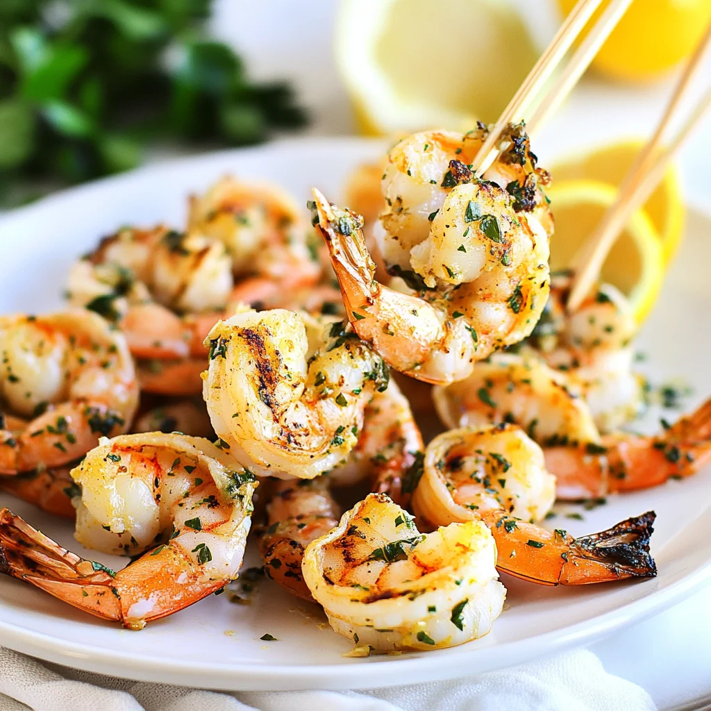 Lemon Garlic Grilled Shrimp Skewers