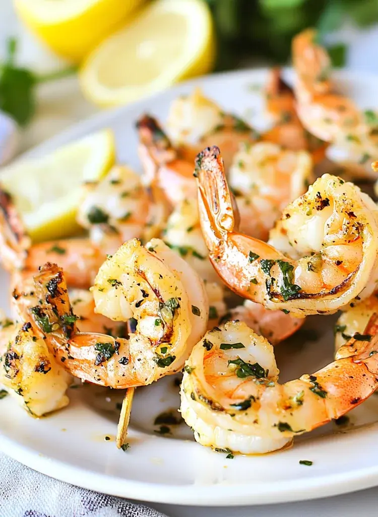 Lemon Garlic Grilled Shrimp Skewers