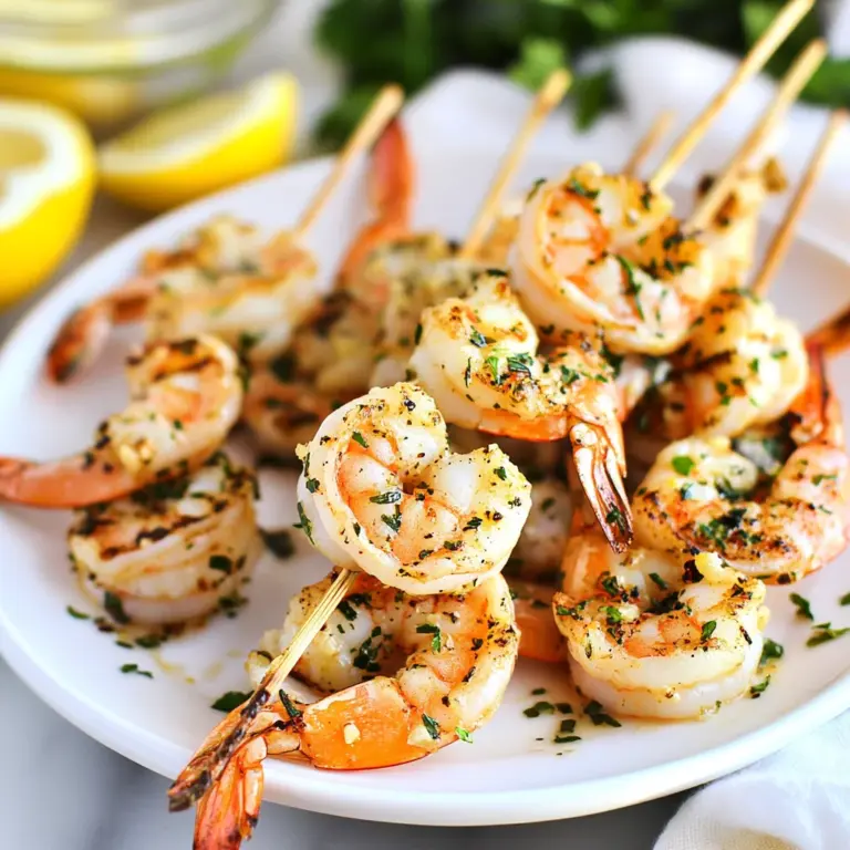 Lemon Garlic Grilled Shrimp Skewers