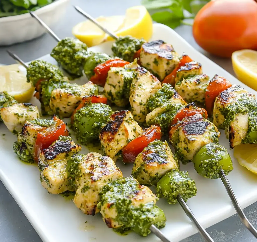 Lemon Pesto Chicken Kabobs