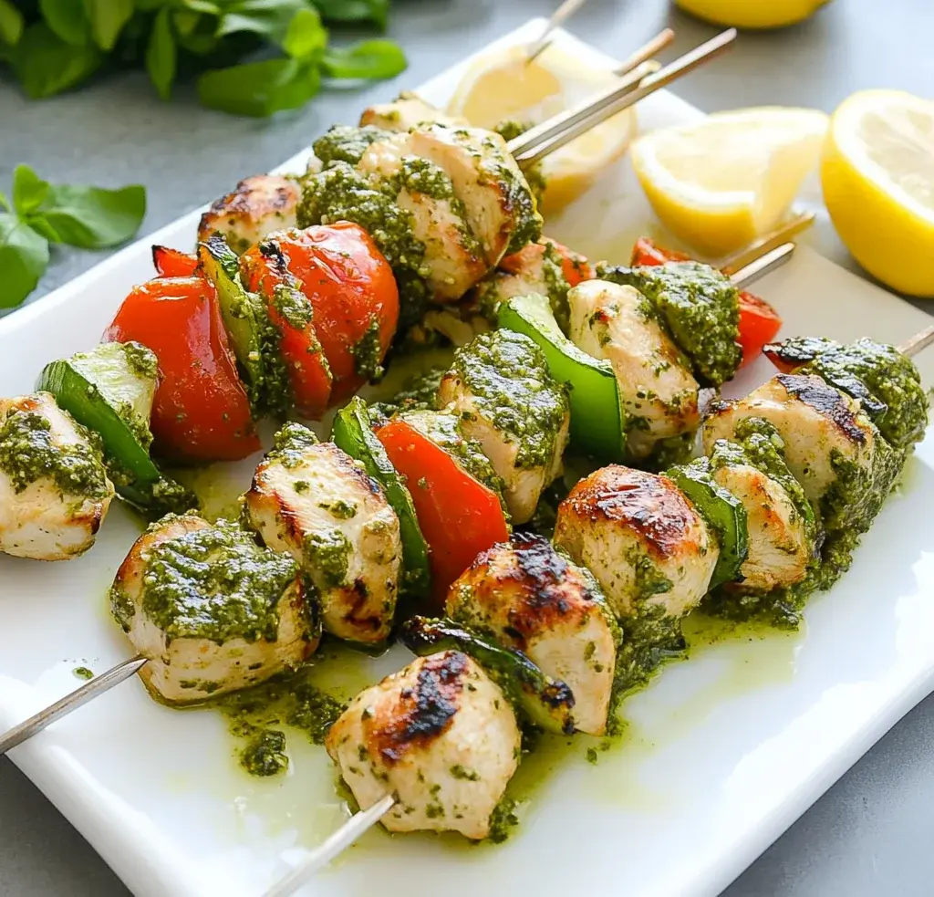 Lemon Pesto Chicken Kabobs