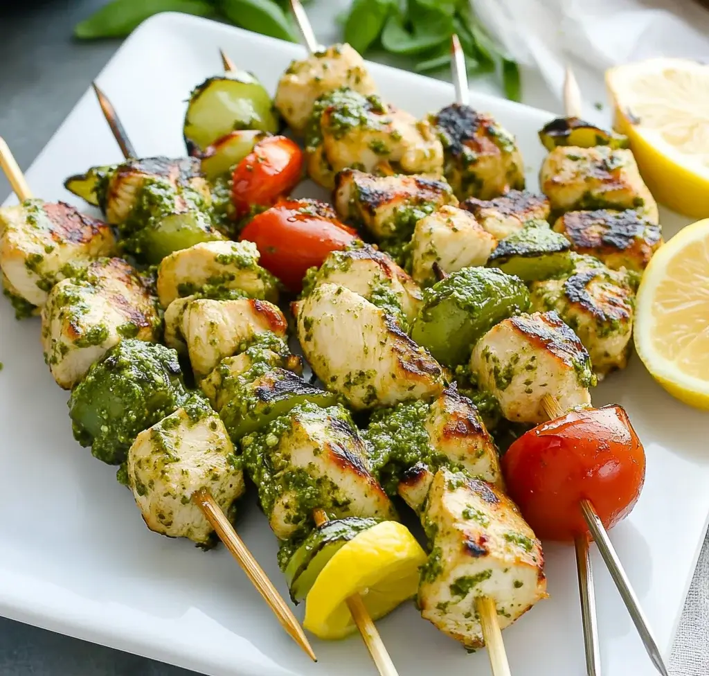 Lemon Pesto Chicken Kabobs