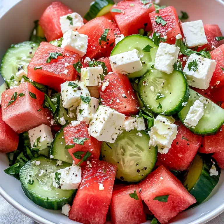 SIMPLE Watermelon + Cucumber + Feta Salad