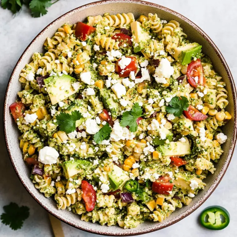 Street Corn Pasta Salad with Cilantro Pesto & Goat Cheese