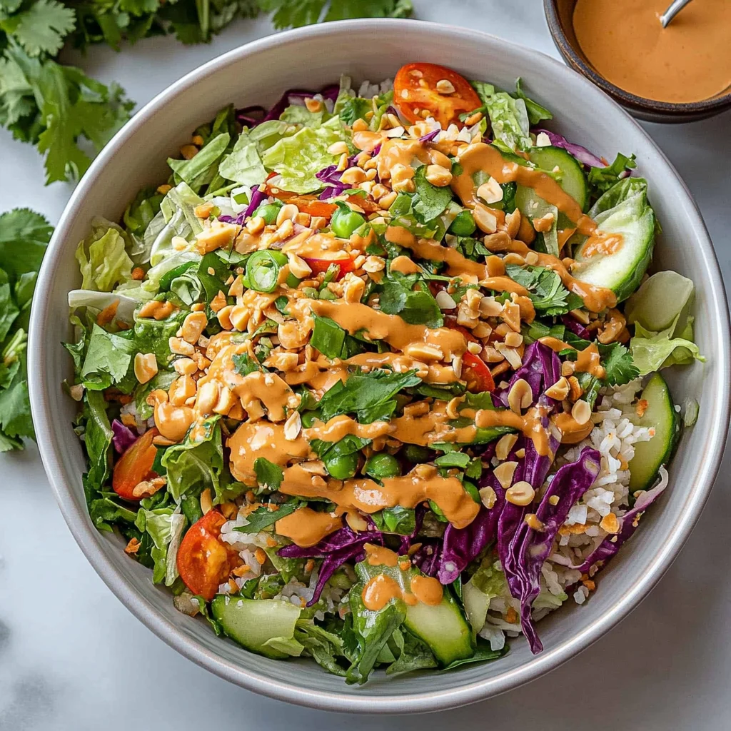 Thai Crunch Salad CPK Copycat (with peanut ginger sauce)