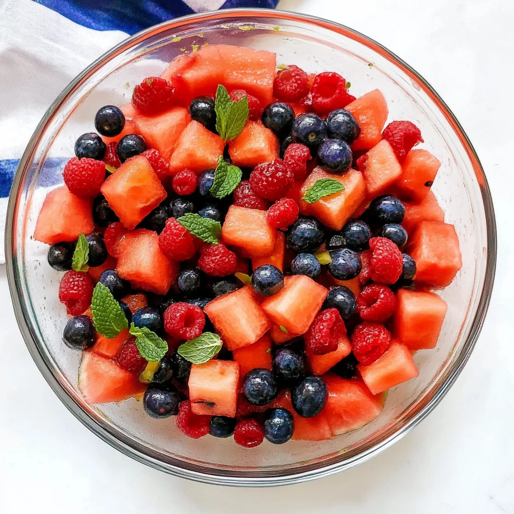 Watermelon Fruit Salad with Lime Mint Dressing