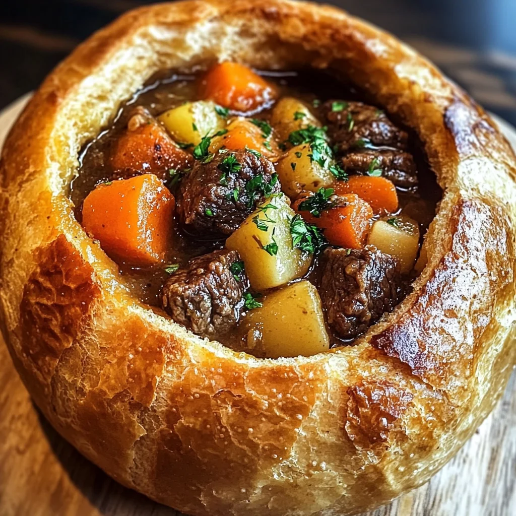 Beef Stew in Bread Bowls