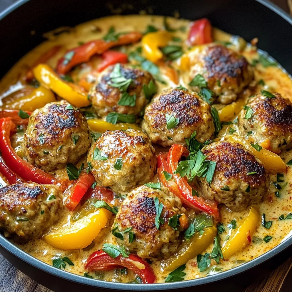 Creamy Bell Pepper Chicken Meatballs