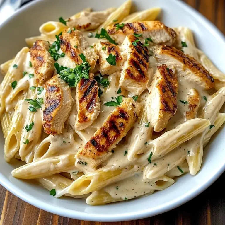 Creamy Chicken Alfredo Pasta with Grilled Chicken Strips