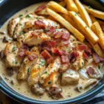 Creamy Chicken Bacon Stroganoff with Golden Fries