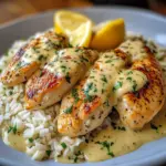 Creamy Lemon Garlic Chicken with Herb Rice