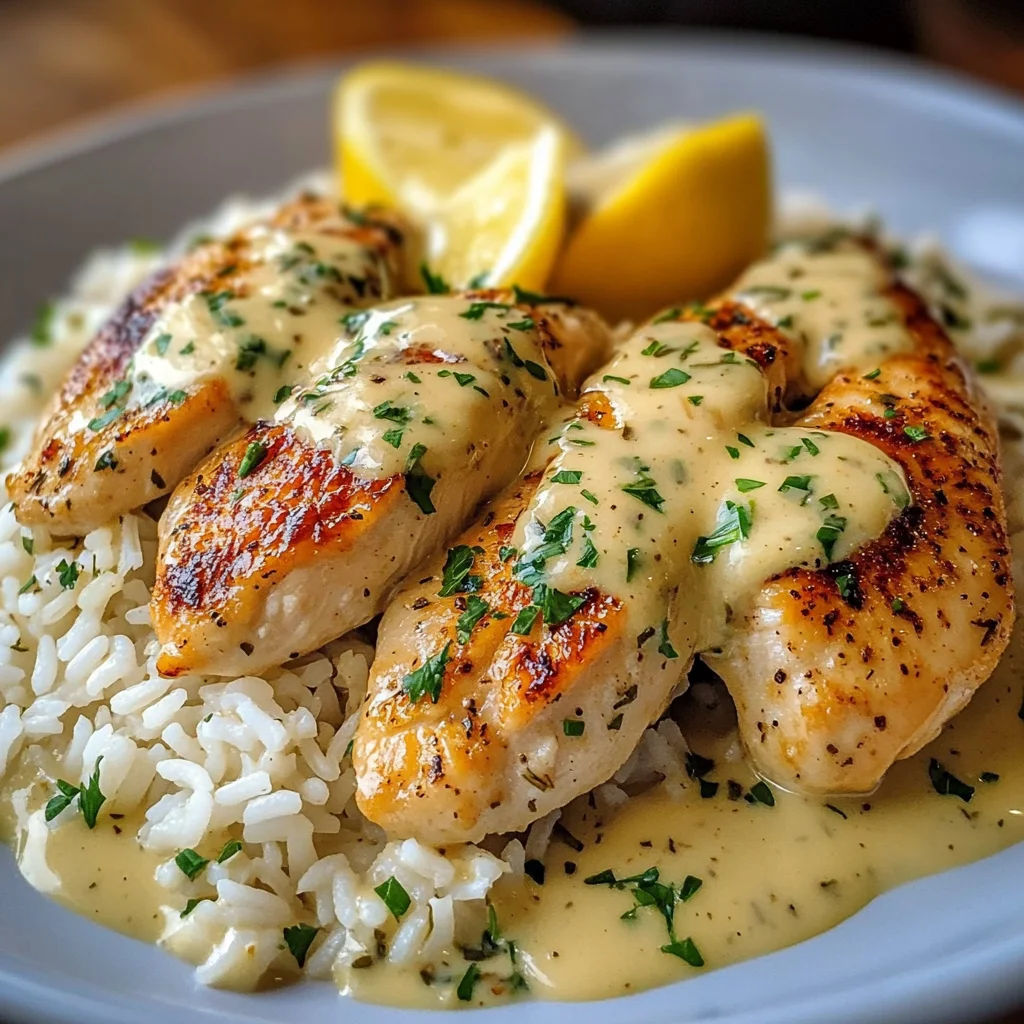 Creamy Lemon Garlic Chicken with Herb Rice