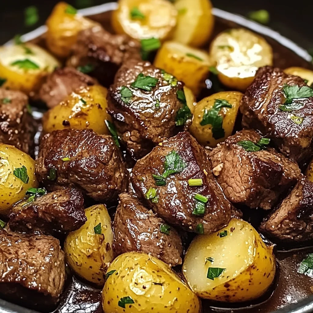 Garlic Butter Beef Bites with Potatoes
