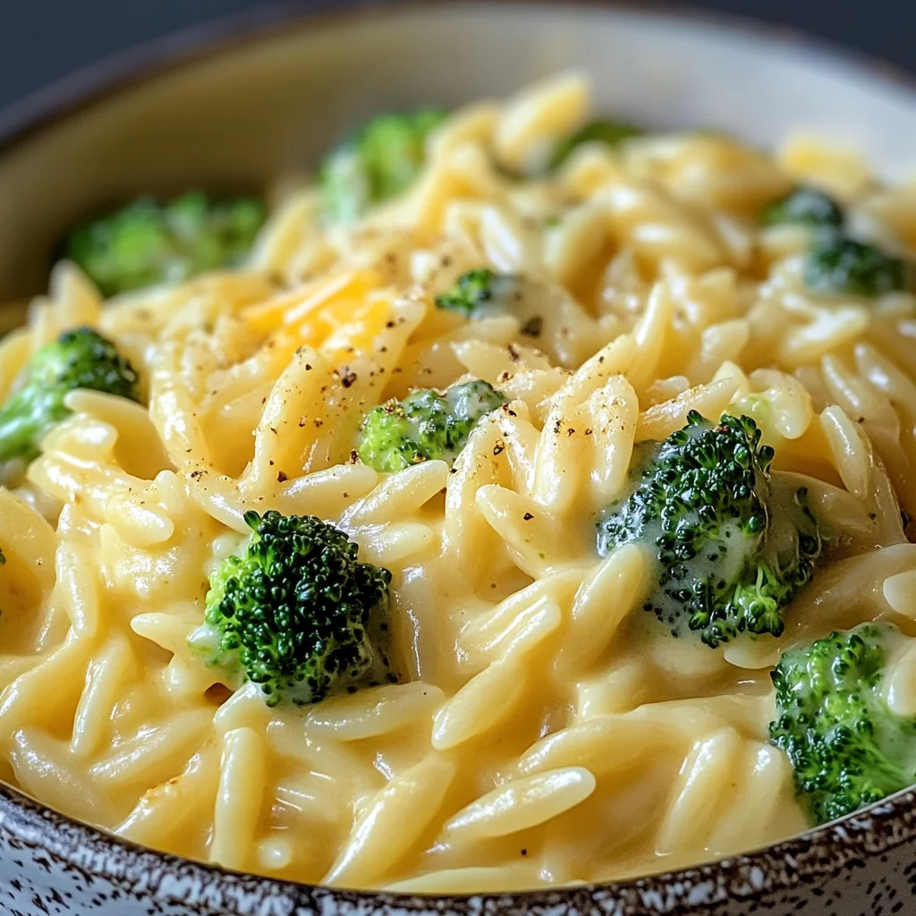 Creamy One-Pot Broccoli Cheddar Orzo