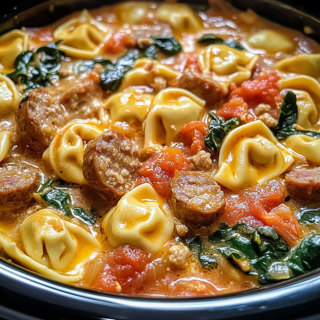 Crockpot Cheese Tortellini and Sausage – Comforting & Creamy