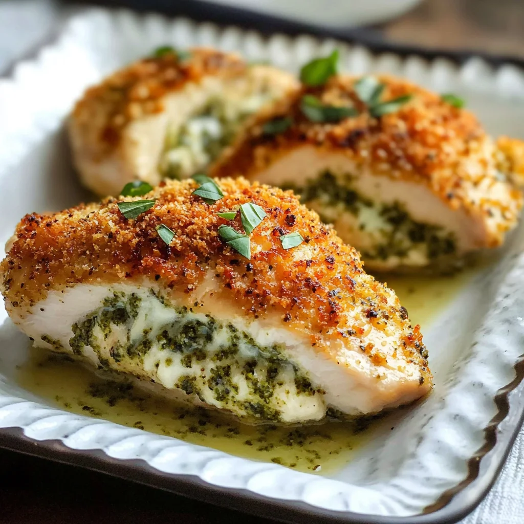 Healthy Pesto Stuffed Chicken Breast