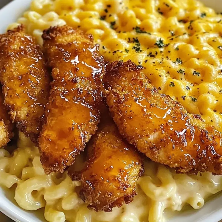 Hot Honey Chicken Tenders with Baked Mac and Cheese