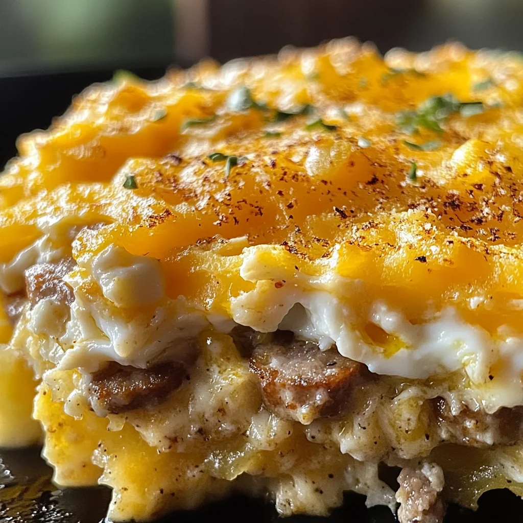 Sausage, Egg, and Cream Cheese Hashbrown Casserole