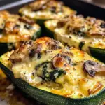 Spinach Mushroom and Ricotta Stuffed Zucchini