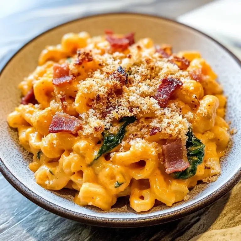 Spinach Turkey Bacon Pumpkin Mac and Cheese