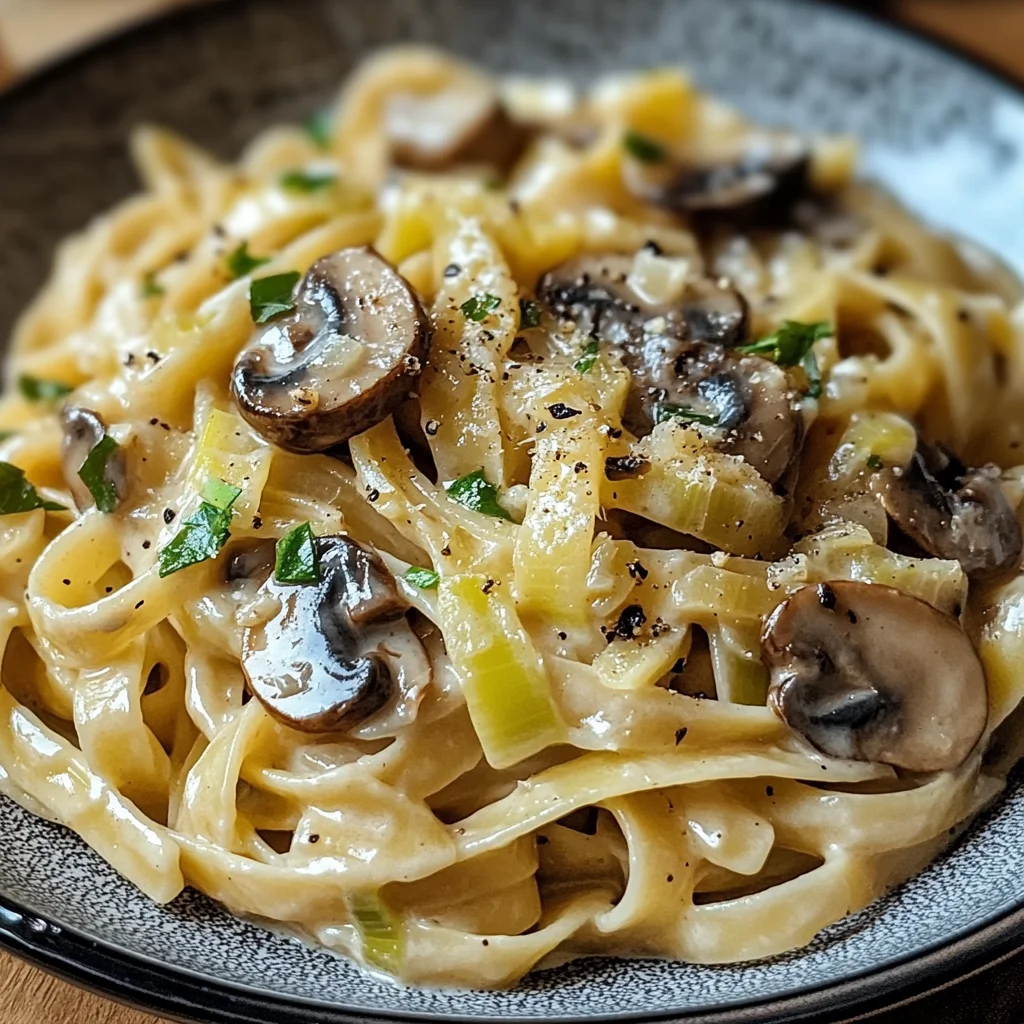 Caramelized Leek and Mushroom Gruyere Pasta