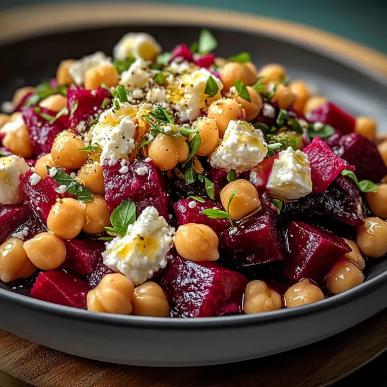 Chickpea, Beet & Feta Salad with Lemon-Garlic Vinaigrette