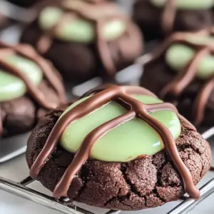 Chocolate Mint Thumbprint Cookies