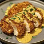 Crispy Pretzel Crusted Chicken with Cheddar Mustard Sauce Recipe