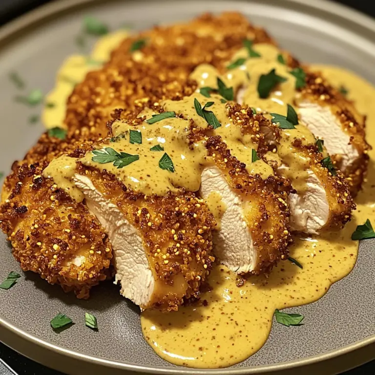 Crispy Pretzel Crusted Chicken with Cheddar Mustard Sauce Recipe