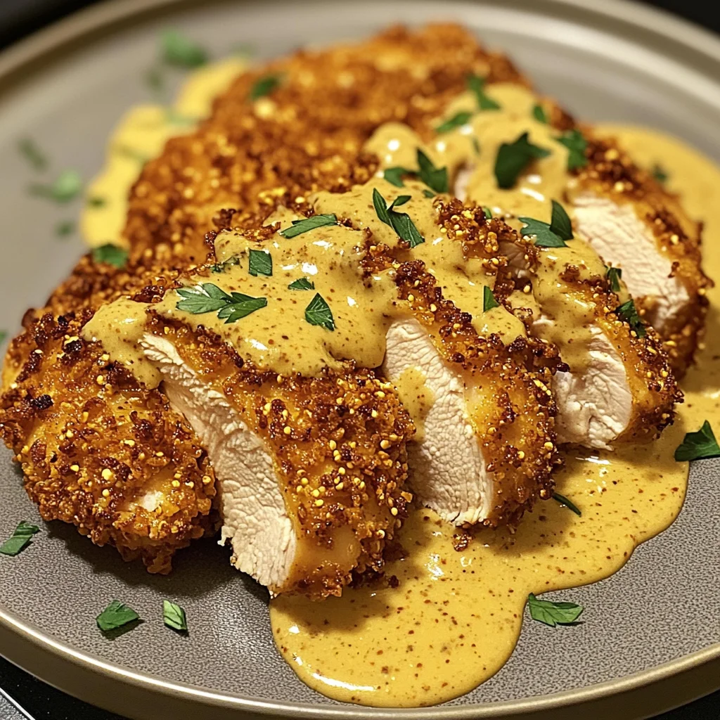 Crispy Pretzel Crusted Chicken with Cheddar Mustard Sauce Recipe