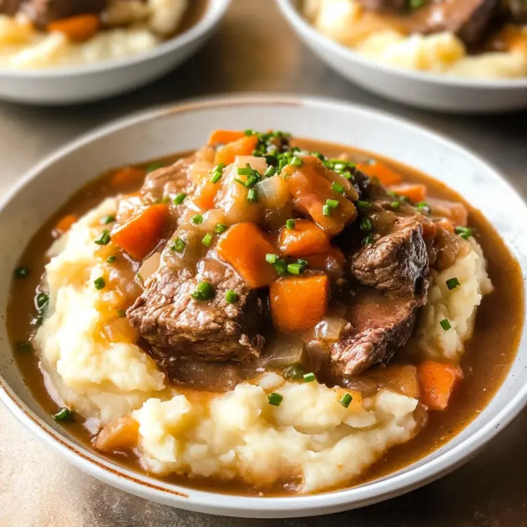 Fall Apple Cider Stew over Mashed Potatoes