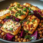 Halloumi with Lemony Lentils, Chickpeas and Beets