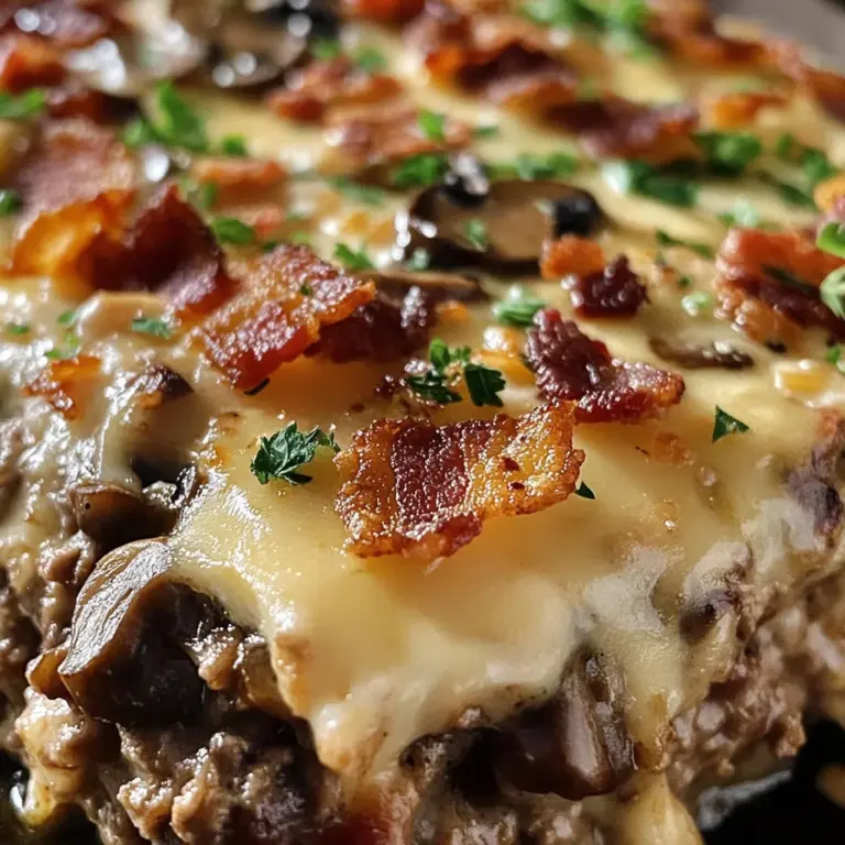Mushroom Swiss Turkey Bacon Meatloaf Casserole