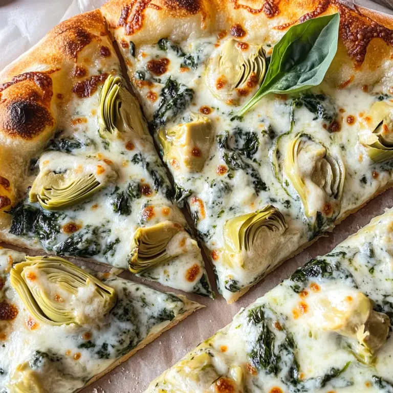artichoke pizza with spinach parmesan cream sauce