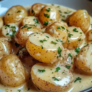 Easy Creamy Garlic Sauce Baby Potatoes Recipe
